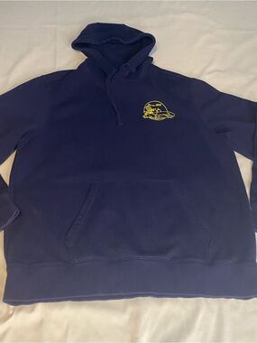 Sport-Tek Navy  Hoodie with Yellow Chest Graphic Unleash The Kraken Size XL